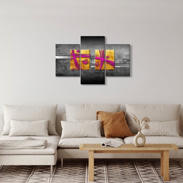 Obraz farebných štvorcov na čiernom pozadí (90x60 cm)