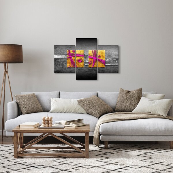 Obraz farebných štvorcov na čiernom pozadí (90x60 cm)