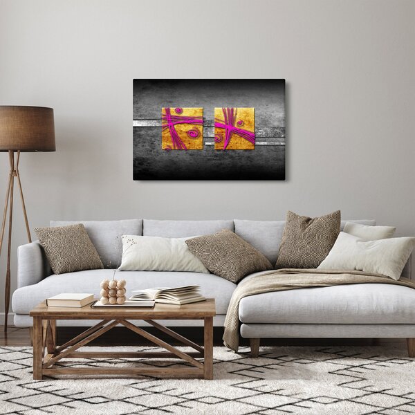 Obraz farebných štvorcov na čiernom pozadí (90x60 cm)