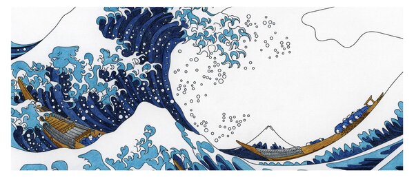 Obraz - Japonská kresba, vlny (120x50 cm)