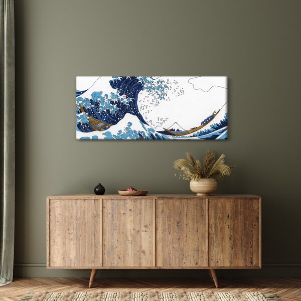 Obraz - Japonská kresba, vlny (120x50 cm)