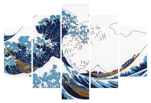 Obraz - Japonská kresba, vlny (150x105 cm)