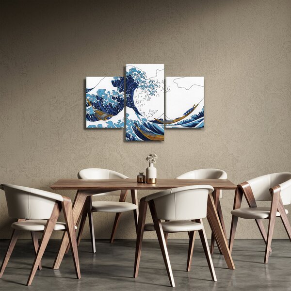 Obraz - Japonská kresba, vlny (90x60 cm)