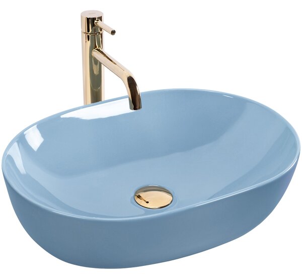 Rea Lisa, umývadlo na dosku 490x350x140 mm, svetlá modrá lesklá, REA-U6620