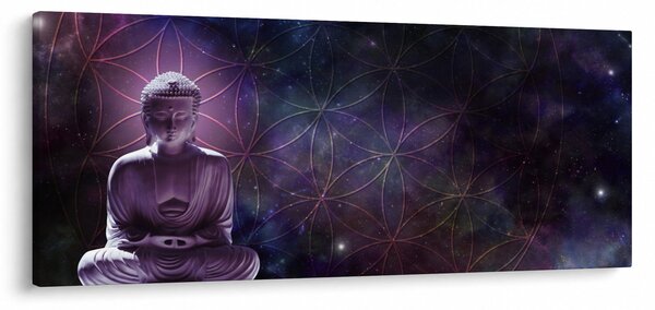 Obraz - Budha s kvetmi života (120x50 cm)