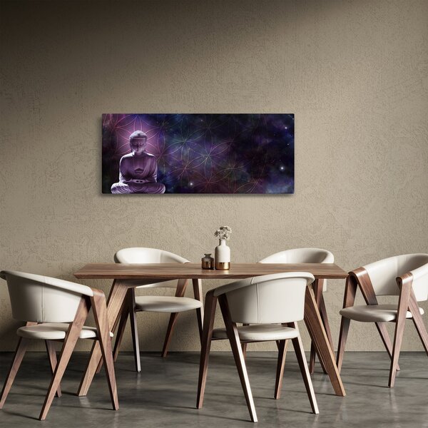 Obraz - Budha s kvetmi života (120x50 cm)