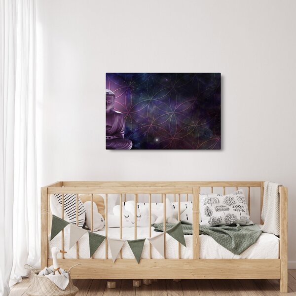 Obraz - Budha s kvetmi života (90x60 cm)