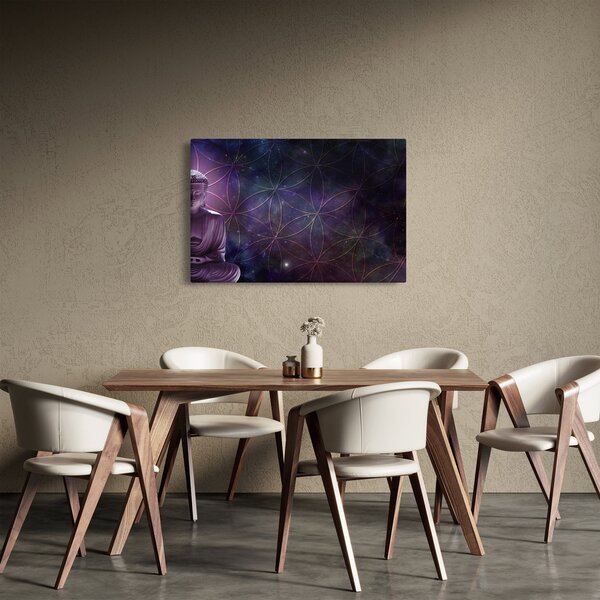 Obraz - Budha s kvetmi života (90x60 cm)