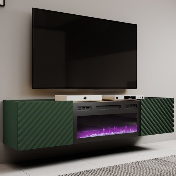 MEBLINE Komoda RTV z kominkiem INDA EF labrador / dub artisan