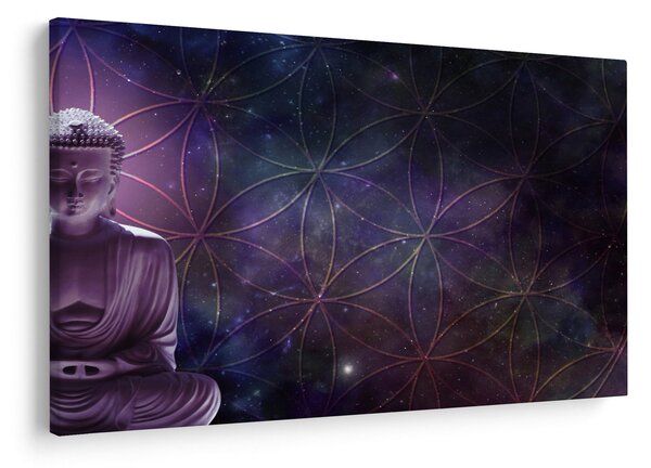Obraz - Budha s kvetmi života (90x60 cm)