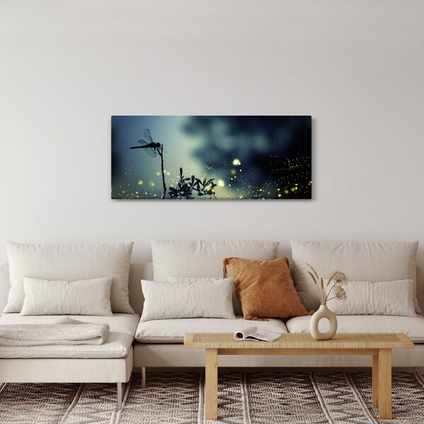 Obraz - Vážka za trblietavej noci (120x50 cm)