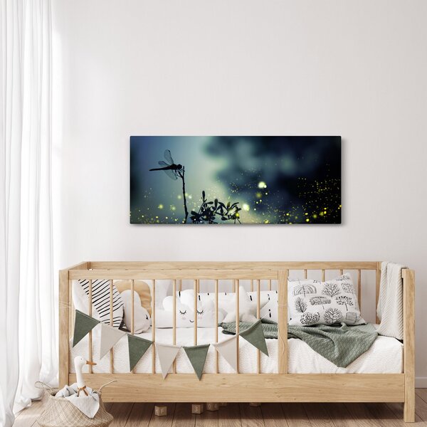 Obraz - Vážka za trblietavej noci (120x50 cm)