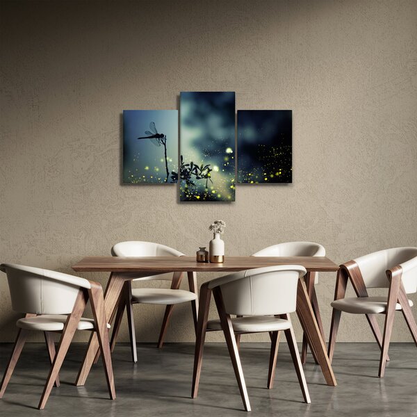 Obraz - Vážka za trblietavej noci (90x60 cm)