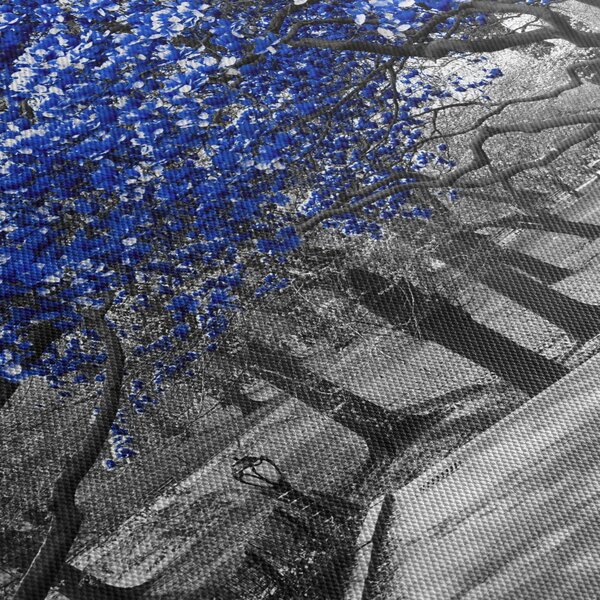 Obrázok - Modré stromy, Central Park, New York (s hodinami) (90x30 cm)