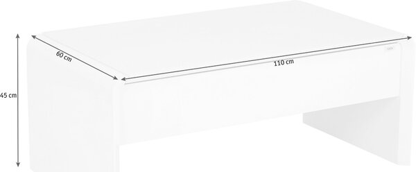 KONFERENČNÝ STOLÍK, biela, sklo, kompozitné drevo, 110/60/45-71 cm Xora - Stolíky do obývačky