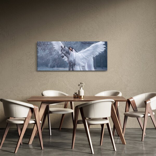 Obraz dievčaťa na jednorožcovi (120x50 cm)