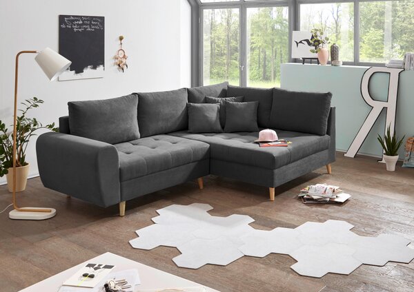 ROHOVÁ SEDAČKA, textil, kompozitné drevo, antracitová MID.YOU - Sedačky, Online Only