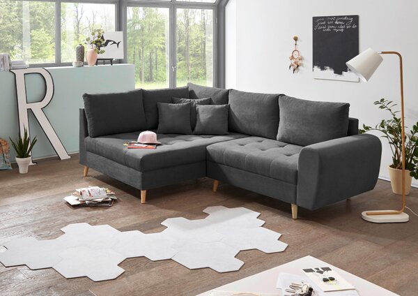 ROHOVÁ SEDAČKA, textil, kompozitné drevo, antracitová MID.YOU - Sedačky, Online Only