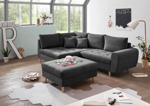 ROHOVÁ SEDAČKA, textil, kompozitné drevo, antracitová MID.YOU - Sedačky, Online Only