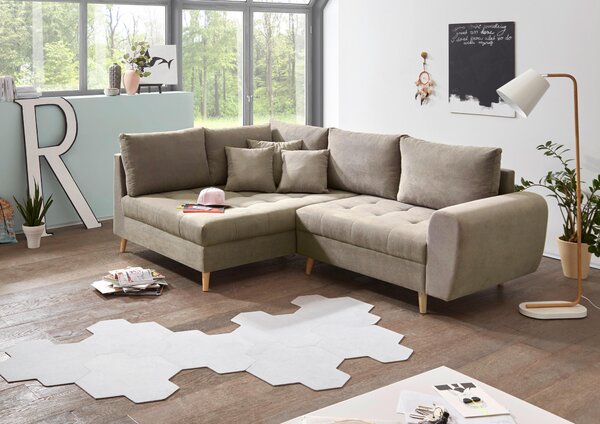 ROHOVÁ SEDAČKA, textil, kompozitné drevo, piesková MID.YOU - Sedačky, Online Only