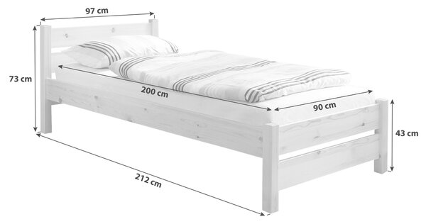 POSTEĽ, 90/200 cm farba borovice MID.YOU - Postele, Online Only