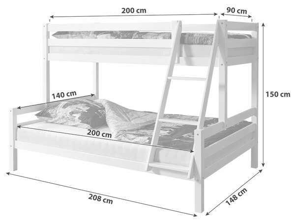 POSCHODOVÁ POSTEĽ 140/200 cm MID.YOU - Detské izby, Online Only
