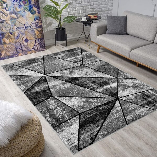 Geometrický kusový koberec 200x300 cm LUKEN - šedý