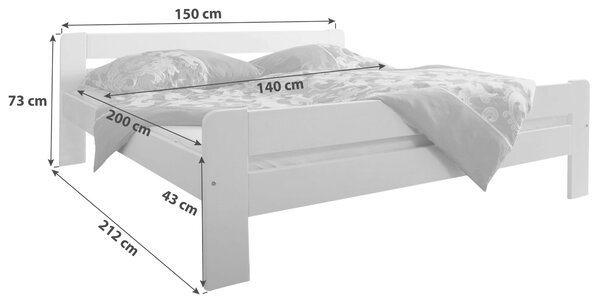POSTEĽ, 140/200 cm biela MID.YOU - Postele, Online Only