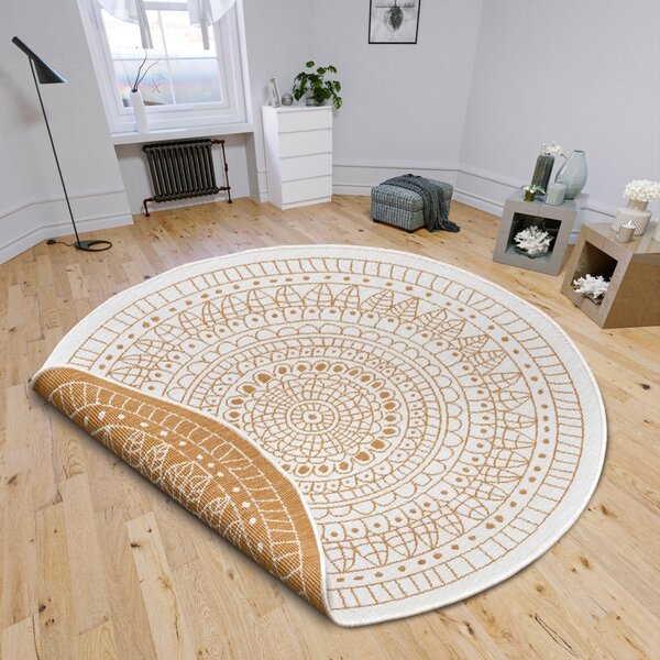 Hanse Home , Kusový koberec Twin-Wendeteppiche 105797 Ochre kruh – na von aj na doma, 100x100 (priemer) kruh, žltá, chodba / predsieň