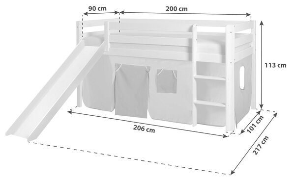 POSTEĽ S PRIESTOROM NA HRU, 90/200 cm biela, svetlomodrá, tmavomodrá MID.YOU - Detské izby, Online Only