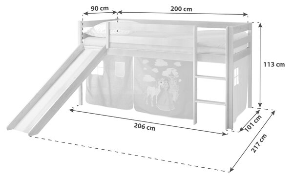 POSTEĽ S PRIESTOROM NA HRU, 90/200 cm farba borovice, orgovánová MID.YOU - Detské izby, Online Only