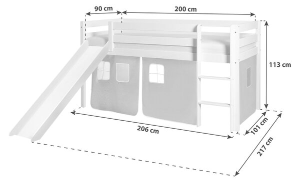 POSTEĽ S PRIESTOROM NA HRU, 90/200 cm ružová, biela, svetloružová MID.YOU - Detské izby, Online Only