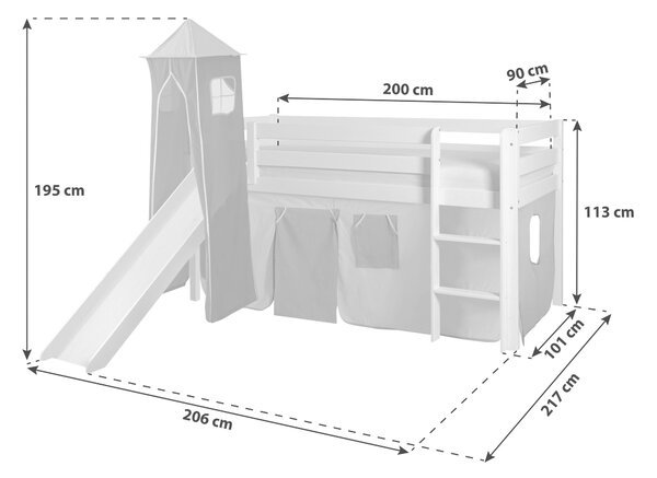 POSTEĽ S PRIESTOROM NA HRU 90/200 cm, MID.YOU - Detské izby, Online Only