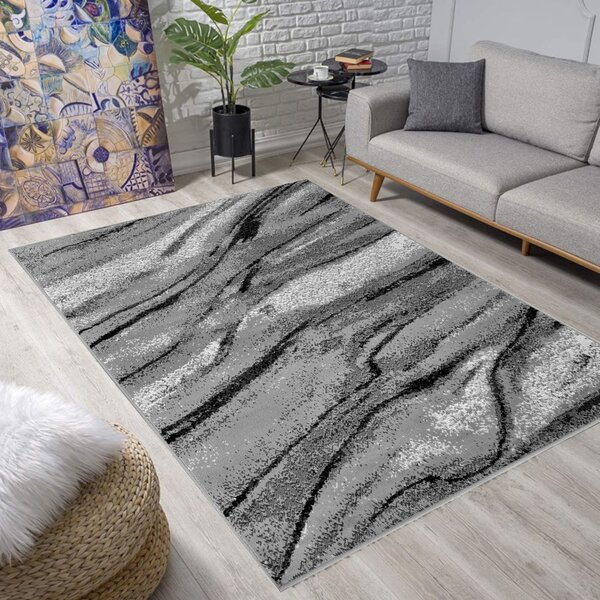 Obdĺžnikový koberec 140x190 cm LUKEN - šedý / čierny