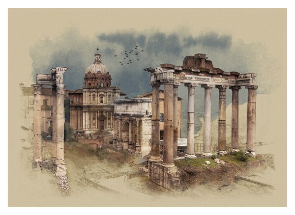 Obraz - Forum Romanum, Rím, Taliansko (70x50 cm)