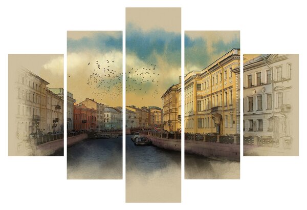 Obraz - Moyka rieka, Petrohrad, Rusko (150x105 cm)