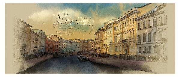 Obraz - Moyka rieka, Petrohrad, Rusko (120x50 cm)