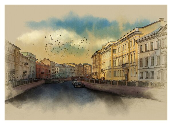 Obraz - Moyka rieka, Petrohrad, Rusko (70x50 cm)