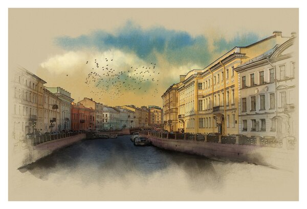 Obraz - Moyka rieka, Petrohrad, Rusko (90x60 cm)