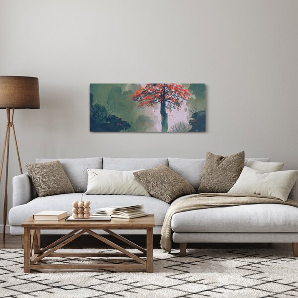 Obraz osamoteného červeného stromu (120x50 cm)