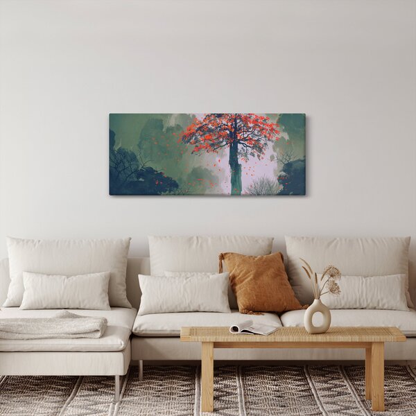 Obraz osamoteného červeného stromu (120x50 cm)