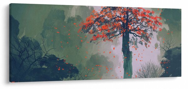 Obraz osamoteného červeného stromu (120x50 cm)