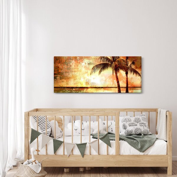 Obraz - Palmy na pláži (120x50 cm)