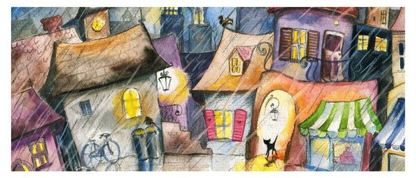 Obraz - Daždivý večer (120x50 cm)