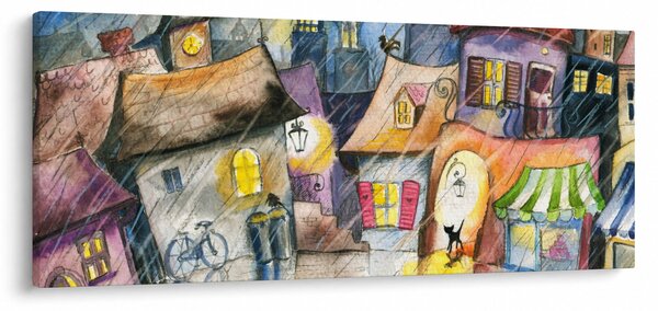 Obraz - Daždivý večer (120x50 cm)