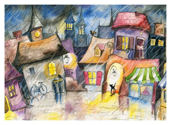 Obraz - Daždivý večer (70x50 cm)
