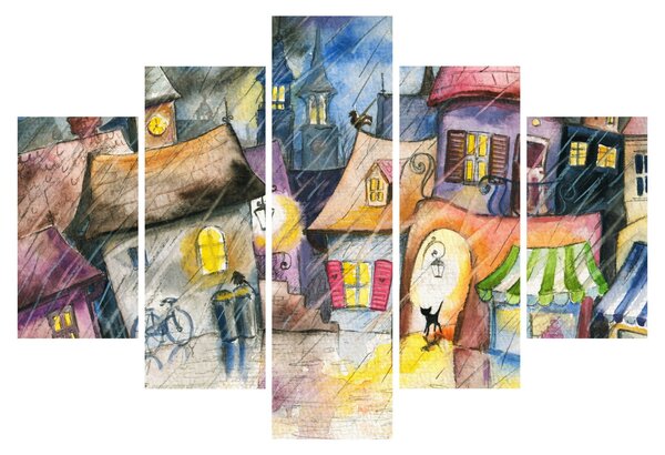 Obraz - Daždivý večer (150x105 cm)