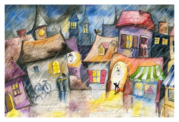 Obraz - Daždivý večer (90x60 cm)
