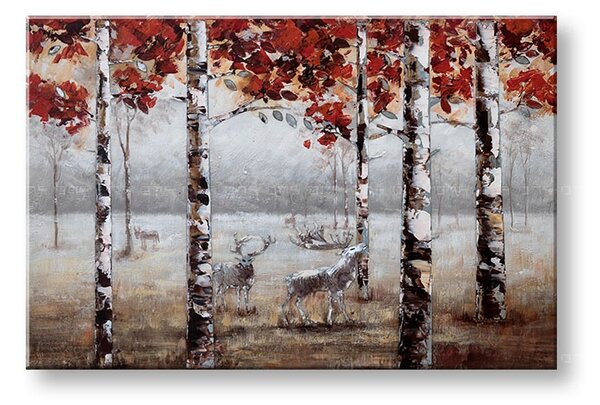 Maľovaný obraz na stenu PRECHÁDZKA LESOM 90x60 cm