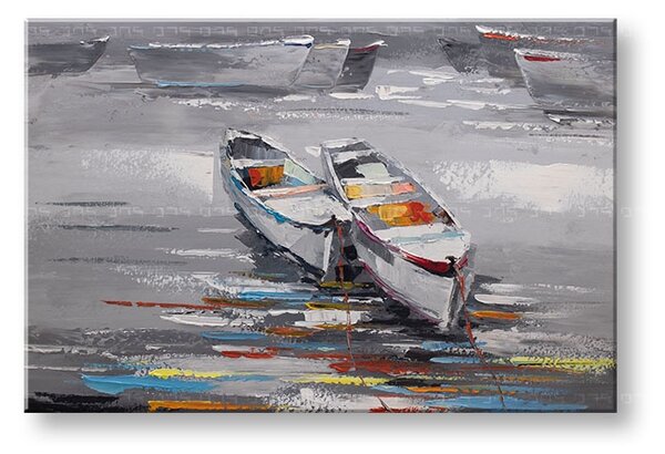Maľovaný obraz na stenu LOĎKY 90x60 cm